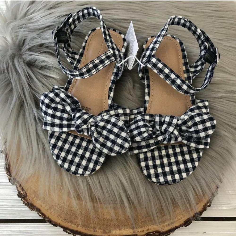 Old Navy Canvas Bow Tie Mini Wedge Blue Gingham
